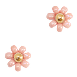 Miyuki flower beads 8mm Salmon Pink-Gold