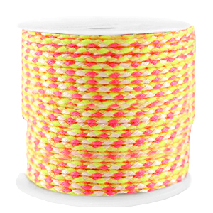 Trendy cord braided 2mm Neon Yellow-Pink
