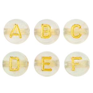 Acrylic letter beads Gold Transparent