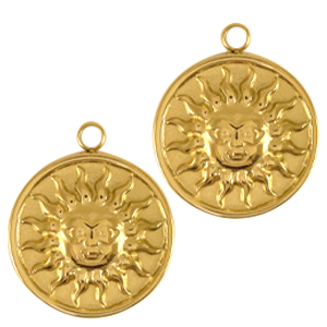 Stainless steel charms sun Gold