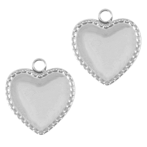 Stainless steel charms heart Silver