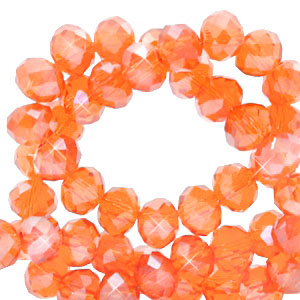 Top faceted beads 8x6mm disc Warm Comfort Orange-Pearl Shine Coating