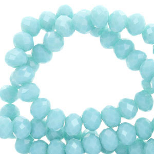 Top faceted beads 6x4mm disc Serenity Blue-Pearl Shine Coating
