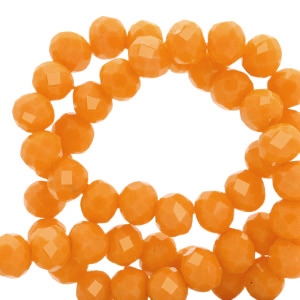 Top faceted beads 6x4mm disc Tangerine Orange-Pearl Shine Coating