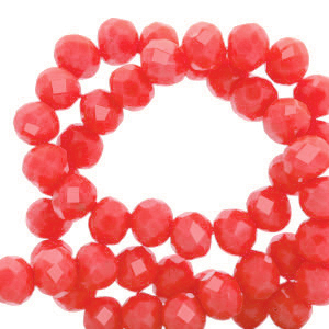 Top faceted beads 3x2mm disc Vermilion Red-Pearl Shine Coating