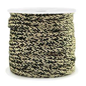 Macram&eacute; bead cord braided 2mm Gold-Black