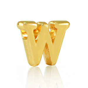 DQ European metal letter beads W Gold (nickel free)