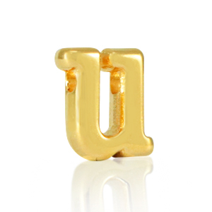 DQ European metal letter beads U Gold (nickel free)