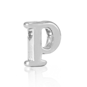 DQ European metal letter beads P Antique Silver (nickel free)