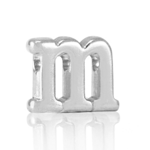 DQ European metal letter beads M Antique Silver (nickel free)