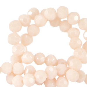 Round top faceted beads 4mm Soft Shell Pink-Pearl Shine Coating