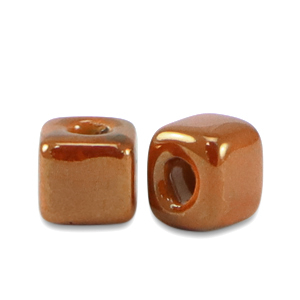 DQ greek ceramic beads cube 5mm Harvest Orange-Brown