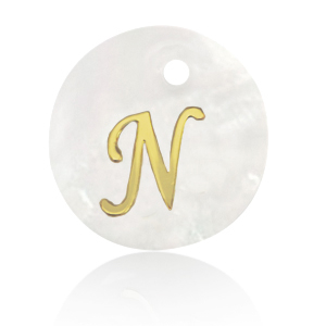 Shell pendants specials letter N Gold-White (natural colour)
