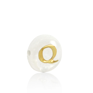 Shell beads letter Q Gold-White (natural colour)