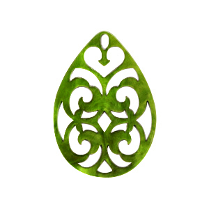 Resin pendants drop baroque 38x27mm Guacamole Green