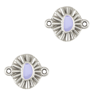 DQ European metal charms connector Antique Silver-Lavender Purple (nickel free)