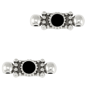 DQ European metal charms connector Antique Silver-Black (nickel free)