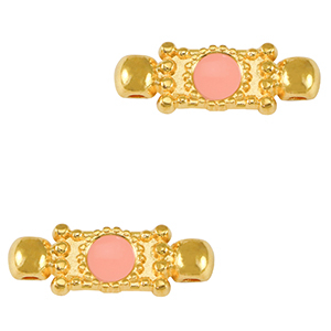DQ European metal charms connector Gold-Salmon Pink (nickel free)