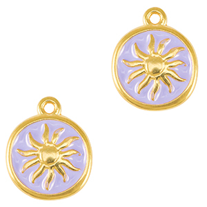 DQ European metal charms sun Gold-Lavender Purple (nickel free)