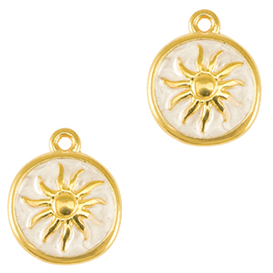 DQ European metal charms sun Gold-Pearl White (nickel free)