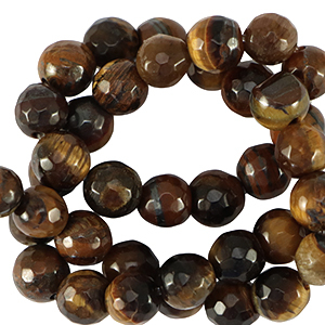 Natural stone beads Tigereye 8mm faceted polished Golden Brown