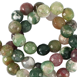 Natural stone beads Chalcedony (Jasper) 8mm faceted polished Multicolour Green