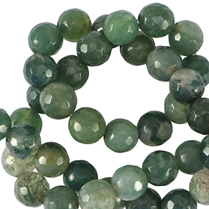 Natural stone beads Chalcedony (Jasper) 6mm faceted polished Moss Green