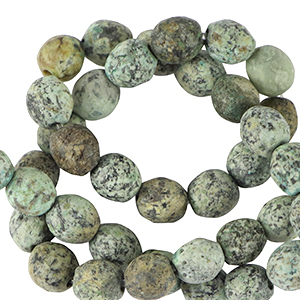 Natural stone beads Dalmatian Stone 4mm faceted polished Multicolour Mayan Green