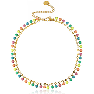 Stainless steel anklets chain enamel Gold-Multicolour