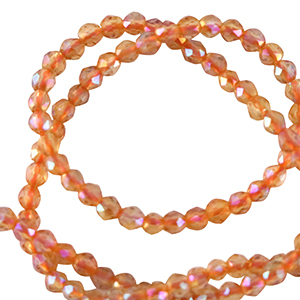 Round top faceted beads 2mm Amberglow Orange-AB Coating