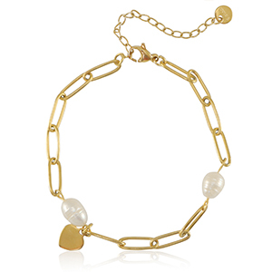 Stainless steel bracelets pearls Gold