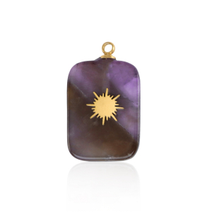 Stainless steel charms rectangle sun Gold-Purple