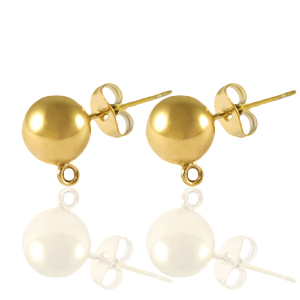Stainless steel earrings / earpins with loop 8mm Gold