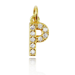 Brass TQ metal charms initial P Gold