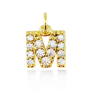 Brass TQ metal charms initial M Gold