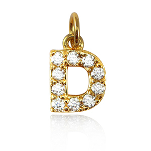 Brass TQ metal charms initial D Gold