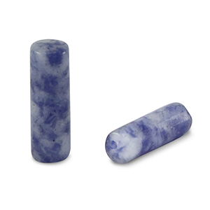 Natural stone beads Sodalite and Microcline tubes Blue-White