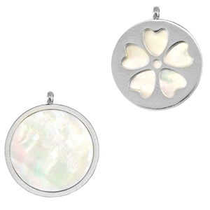 Stainless steel charms shell flower Silver-White (natural colour)