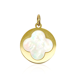 Stainless steel charms shell clover Gold-White (natural colour)