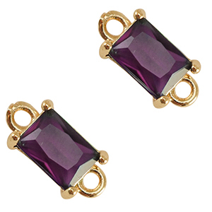 Crystal glass connectors rectangle Purple-Gold