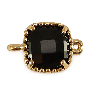 Crystal glass connectors square Jet Black-Gold