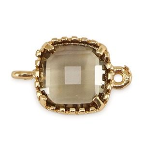 Crystal glass connectors square Black Diamond-Gold