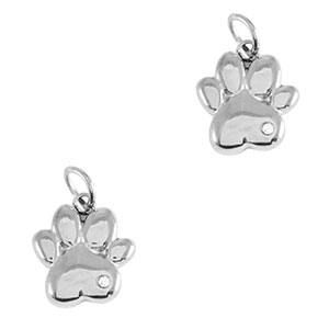 Stainless steel charms dog paw Silver