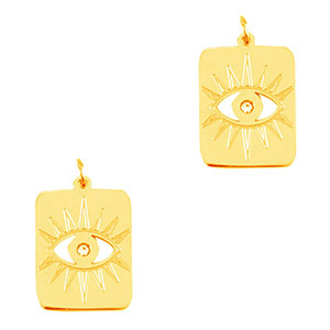 Stainless steel charms eye of providence rectangle Gold