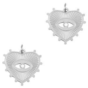 Stainless steel charms eye of providence heart Silver