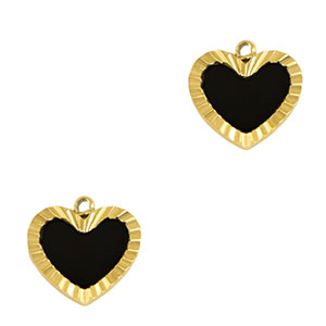 Stainless steel charms heart Gold-Black