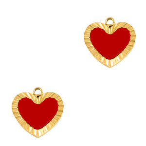 Stainless steel charms heart Gold-Red