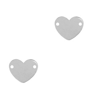Stainless steel charms connector heart Silver