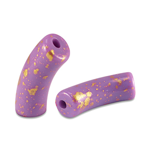 Acrylic beads tube shiny Purple-Gold