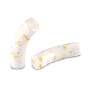 Acrylic beads tube shiny White-Gold